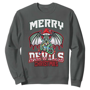 Jersey Devil Sweatshirt Merry Devils Christmas Cryptid Gift TS12 Dark Heather Print Your Wear