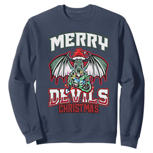 Jersey Devil Sweatshirt Merry Devils Christmas Cryptid Gift TS12 Navy Print Your Wear