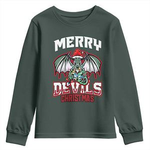 Jersey Devil Youth Sweatshirt Merry Devils Christmas Cryptid Gift TS12 Dark Forest Green Print Your Wear