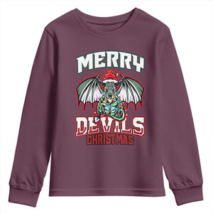 Jersey Devil Youth Sweatshirt Merry Devils Christmas Cryptid Gift TS12 Maroon Print Your Wear