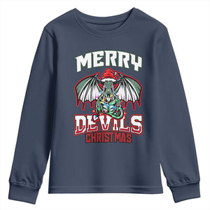 Jersey Devil Youth Sweatshirt Merry Devils Christmas Cryptid Gift TS12 Navy Print Your Wear