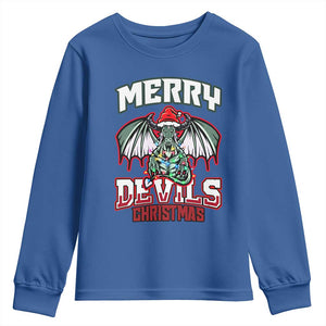 Jersey Devil Youth Sweatshirt Merry Devils Christmas Cryptid Gift TS12 Royal Blue Print Your Wear