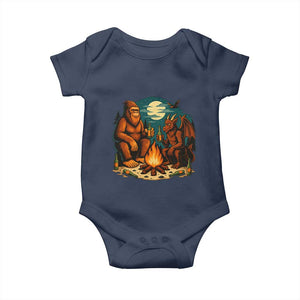 Funny Bigfoot And Jersey Devil Camping Cryptid Gift Baby Onesie TS12 Navy Print Your Wear