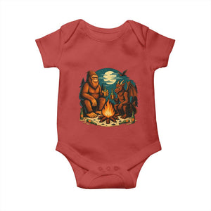 Funny Bigfoot And Jersey Devil Camping Cryptid Gift Baby Onesie TS12 Red Print Your Wear