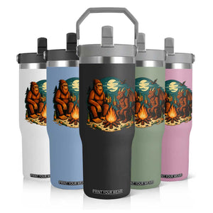 Funny Bigfoot And Jersey Devil Camping Cryptid Gift Flip Straw Tumbler TS12 Print Your Wear