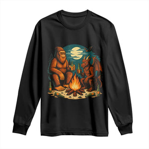 Funny Bigfoot And Jersey Devil Camping Cryptid Gift Long Sleeve Shirt TS12 Black Print Your Wear