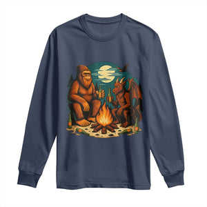 Funny Bigfoot And Jersey Devil Camping Cryptid Gift Long Sleeve Shirt TS12 Navy Print Your Wear