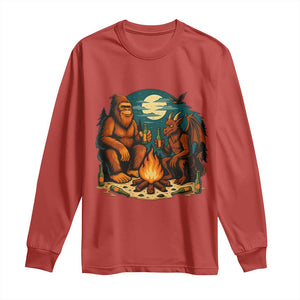 Funny Bigfoot And Jersey Devil Camping Cryptid Gift Long Sleeve Shirt TS12 Red Print Your Wear