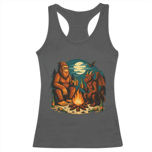 Funny Bigfoot And Jersey Devil Camping Cryptid Gift Racerback Tank Top TS12 Dark Heather Print Your Wear