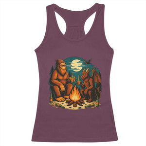 Funny Bigfoot And Jersey Devil Camping Cryptid Gift Racerback Tank Top TS12 Maroon Print Your Wear