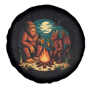 Funny Bigfoot And Jersey Devil Camping Cryptid Gift Spare Tire Cover TS12 Print Your Wear