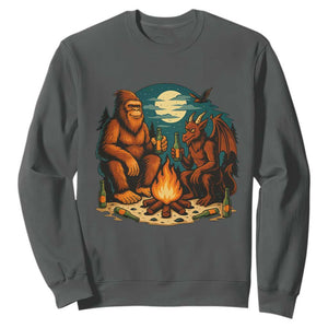 Funny Bigfoot And Jersey Devil Camping Cryptid Gift Sweatshirt TS12 Dark Heather Print Your Wear