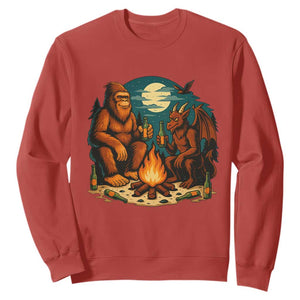 Funny Bigfoot And Jersey Devil Camping Cryptid Gift Sweatshirt TS12 Red Print Your Wear