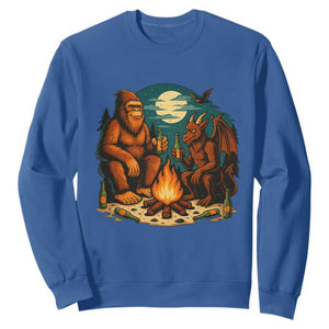 Funny Bigfoot And Jersey Devil Camping Cryptid Gift Sweatshirt TS12 Royal Blue Print Your Wear