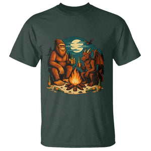 Funny Bigfoot And Jersey Devil Camping Cryptid Gift T Shirt TS12 Dark Forest Green Print Your Wear