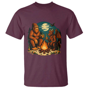 Funny Bigfoot And Jersey Devil Camping Cryptid Gift T Shirt TS12 Maroon Print Your Wear