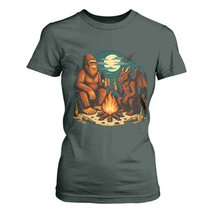 Funny Bigfoot And Jersey Devil Camping Cryptid Gift T Shirt For Women TS12 Dark Forest Green Print Your Wear