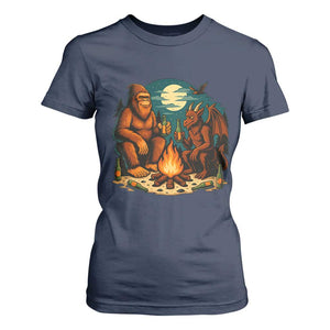 Funny Bigfoot And Jersey Devil Camping Cryptid Gift T Shirt For Women TS12 Navy Print Your Wear