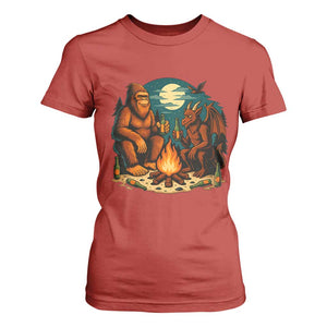 Funny Bigfoot And Jersey Devil Camping Cryptid Gift T Shirt For Women TS12 Red Print Your Wear