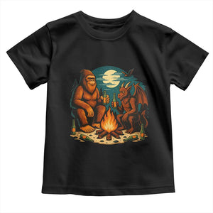 Funny Bigfoot And Jersey Devil Camping Cryptid Gift Toddler T Shirt TS12 Black Print Your Wear
