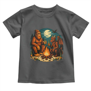 Funny Bigfoot And Jersey Devil Camping Cryptid Gift Toddler T Shirt TS12 Dark Heather Print Your Wear