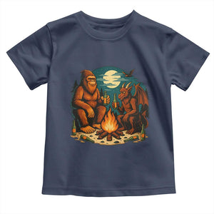 Funny Bigfoot And Jersey Devil Camping Cryptid Gift Toddler T Shirt TS12 Navy Print Your Wear