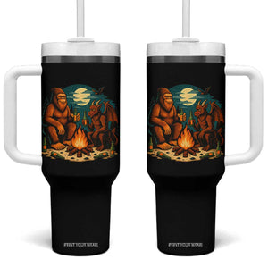 Funny Bigfoot And Jersey Devil Camping Cryptid Gift Tumbler With Handle TS12 One Size: 40 oz Black Print Your Wear