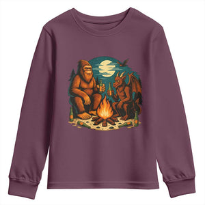 Funny Bigfoot And Jersey Devil Camping Cryptid Gift Youth Sweatshirt TS12 Maroon Print Your Wear