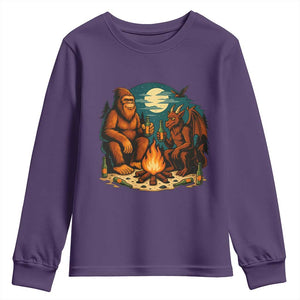 Funny Bigfoot And Jersey Devil Camping Cryptid Gift Youth Sweatshirt TS12 Purple Print Your Wear