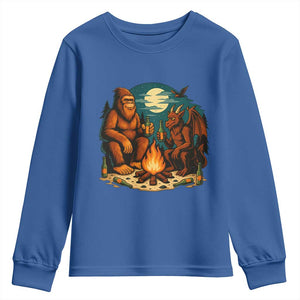 Funny Bigfoot And Jersey Devil Camping Cryptid Gift Youth Sweatshirt TS12 Royal Blue Print Your Wear