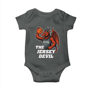 Funny Cryptid Sports Baby Onesie Jersey Devil Playing Basketball TS12 Dark Heather Print Your Wear