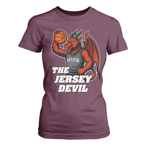 Funny Cryptid Sports T Shirt For Women Jersey Devil Playing Basketball TS12 Maroon Print Your Wear