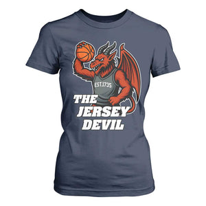Funny Cryptid Sports T Shirt For Women Jersey Devil Playing Basketball TS12 Navy Print Your Wear