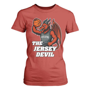 Funny Cryptid Sports T Shirt For Women Jersey Devil Playing Basketball TS12 Red Print Your Wear