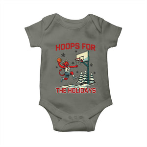 Funny Christmas Basketball Jersey Devil Baby Onesie Hoops For The Holidays TS12 Military Green Print Your Wear
