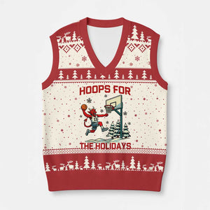 Funny Xmas Basketball Jersey Devil V-Neck Knit Sweater Vest Hoops For The Holidays TS12 Beige Red Print Your Wear