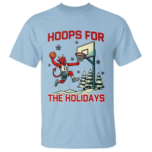 Funny Christmas Basketball Jersey Devil T Shirt Hoops For The Holidays TS12 Light Blue Print Your Wear
