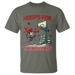 Funny Christmas Basketball Jersey Devil T Shirt Hoops For The Holidays TS12 Military Green Print Your Wear