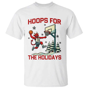 Funny Christmas Basketball Jersey Devil T Shirt Hoops For The Holidays TS12 White Print Your Wear