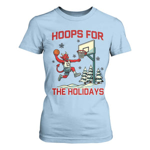 Funny Christmas Basketball Jersey Devil T Shirt For Women Hoops For The Holidays TS12 Light Blue Print Your Wear