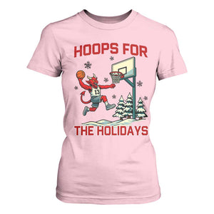 Funny Christmas Basketball Jersey Devil T Shirt For Women Hoops For The Holidays TS12 Light Pink Print Your Wear