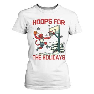 Funny Christmas Basketball Jersey Devil T Shirt For Women Hoops For The Holidays TS12 White Print Your Wear