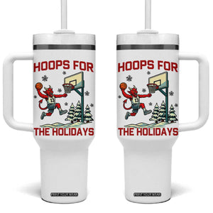 Funny Christmas Basketball Jersey Devil Tumbler With Handle Hoops For The Holidays TS12 One Size: 40 oz White Print Your Wear