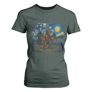 Jersey Devil Starry Night T Shirt For Women Van Gogh Cryptid Gift TS12 Dark Forest Green Print Your Wear
