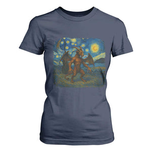 Jersey Devil Starry Night T Shirt For Women Van Gogh Cryptid Gift TS12 Navy Print Your Wear