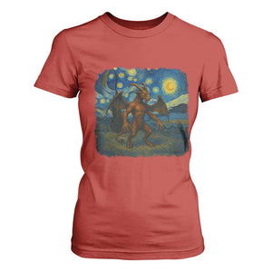 Jersey Devil Starry Night T Shirt For Women Van Gogh Cryptid Gift TS12 Red Print Your Wear