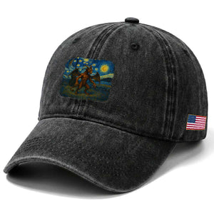 Jersey Devil Starry Night Washed Cotton Baseball Cap Van Gogh Cryptid Gift TS12 Print Your Wear