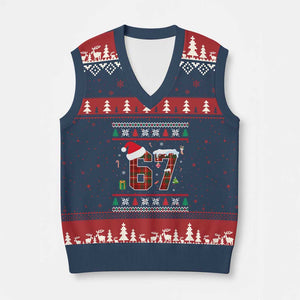 Funny Six Seven Meme Xmas Ugly Sweater V-Neck Knit Sweater Vest Trendy Tiktok Gift TS12 Navy Red Print Your Wear