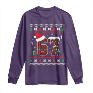 Funny Six Seven Meme Christmas Ugly Sweater Long Sleeve Shirt Trendy Tiktok Gift TS12 Purple Print Your Wear