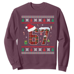 Funny Six Seven Meme Christmas Ugly Sweater Sweatshirt Trendy Tiktok Gift TS12 Maroon Print Your Wear